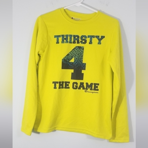Champion "Thirsty 4 the Game" Long Sleeve Sport Tee. Boys XL. 100% Polyester. - Picture 1 of 5